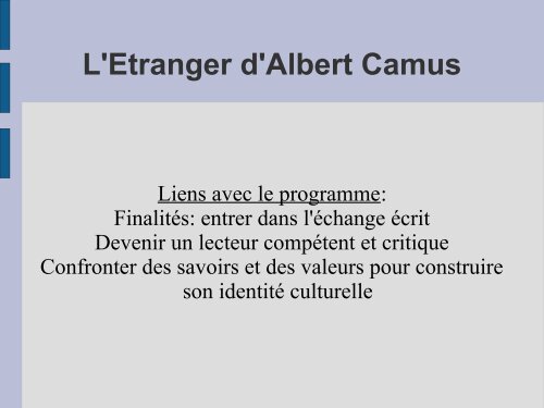L Etranger D Albert Camus Lettres Histoire Et Geographie Au Lycee