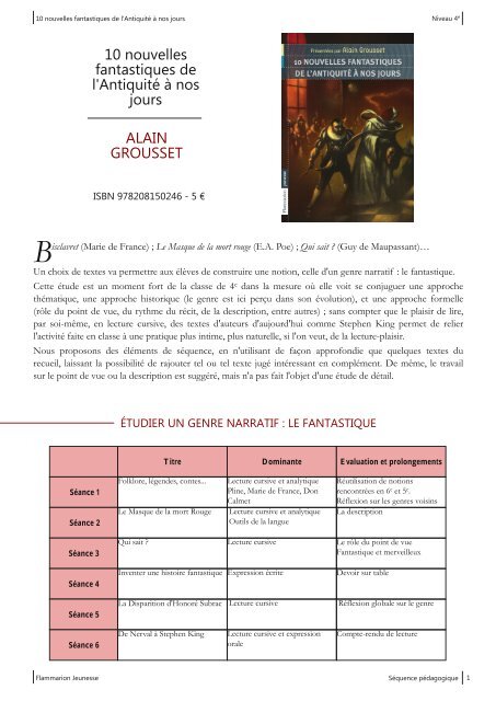 Alain Grousset 10 Nouvelles Fantastiques De L Antiquite A Nos Jours
