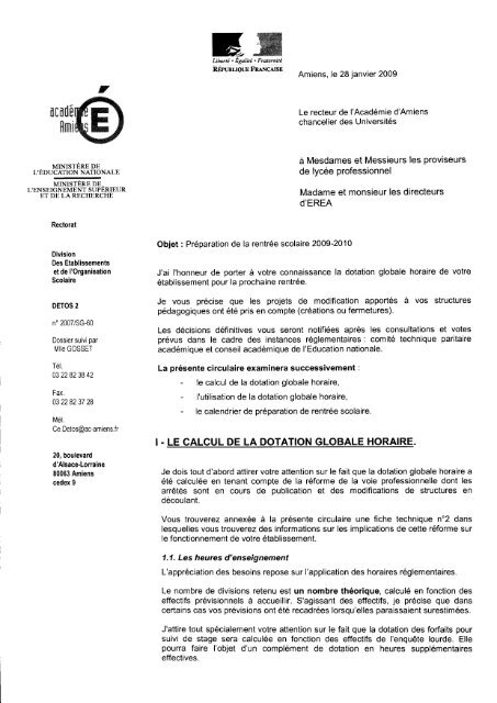 Préparation de la rentrée scolaire 2009-2010 - Lettres, Histoire et ...
