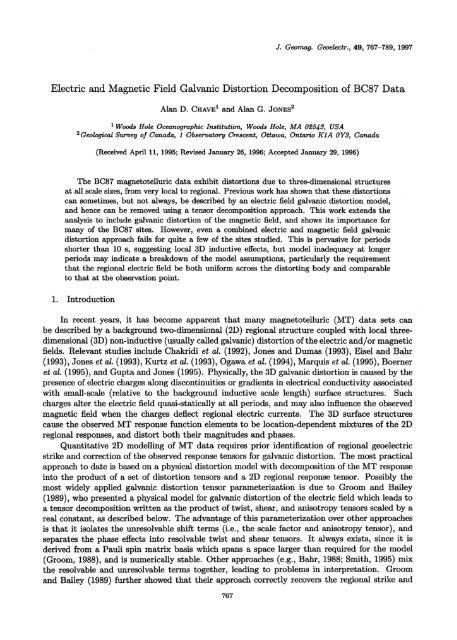 Electric and Magnetic Field Galvanic Distortion ... - MTNet