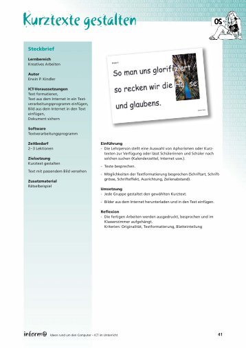 Kurztexte gestalten - File Server - educa.ch