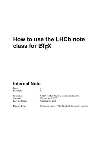 How to use the LHCb note class for LATEX - CERN