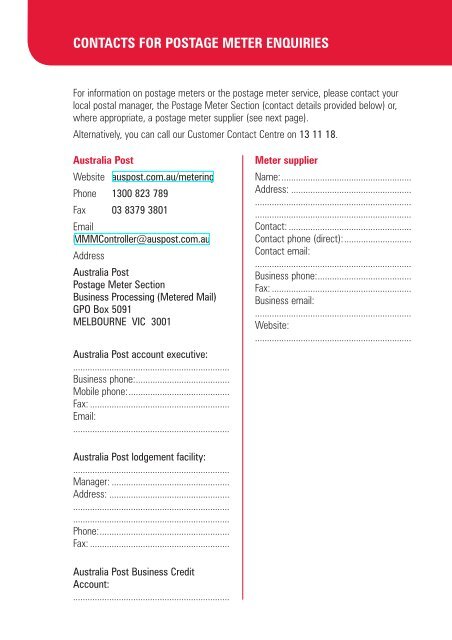 Postage meters conditions of use 8833675 - Australia Post