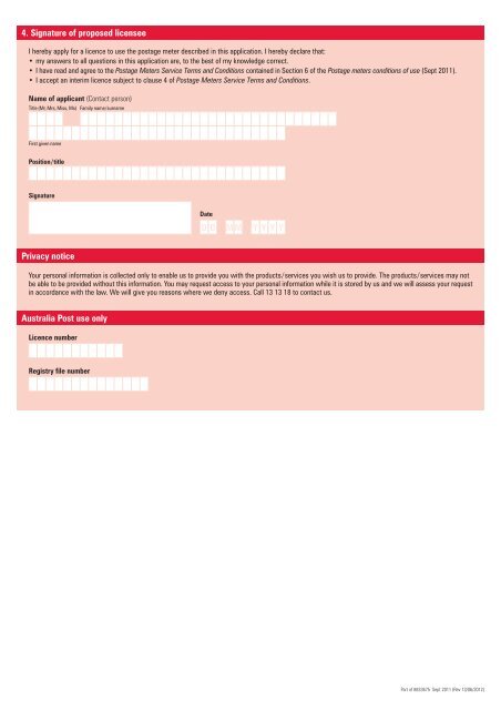 Postage meters conditions of use 8833675 - Australia Post