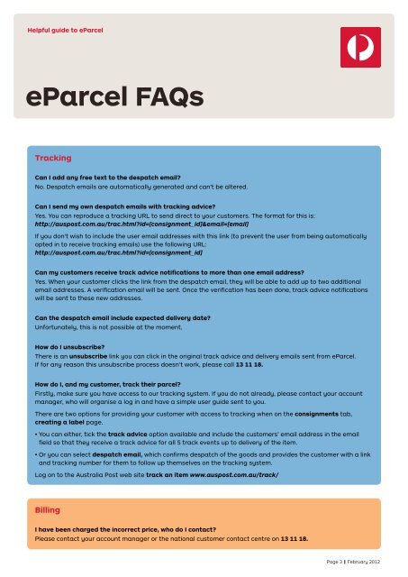 guide to eParcel - Australia Post