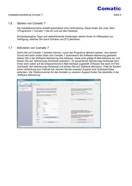 Installationsanleitung Comatic 7 - andeer.net Software