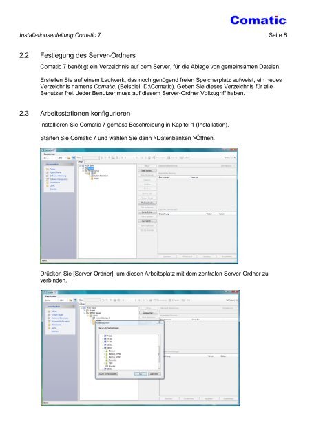 Installationsanleitung Comatic 7 - andeer.net Software