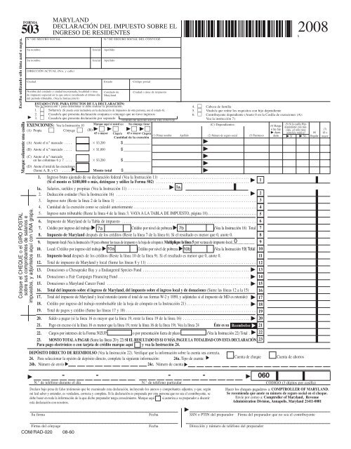 d maryland declaración del impuesto sobre el ingreso de residentes