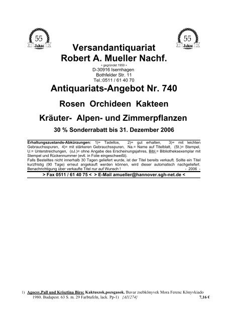 Antiquariatsangebot Nr. 740 - Antikbuch24