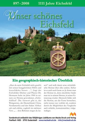 897 - 2008 1111 Jahre Eichsfeld