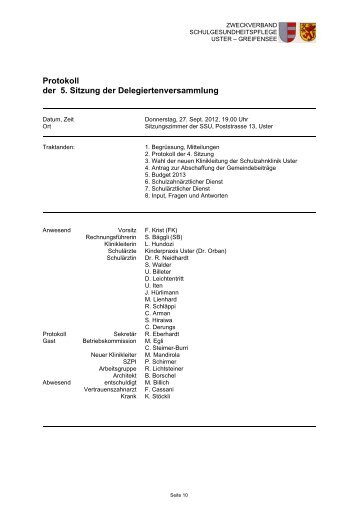 Protokoll der 5. Sitzung der Delegiertenversammlung