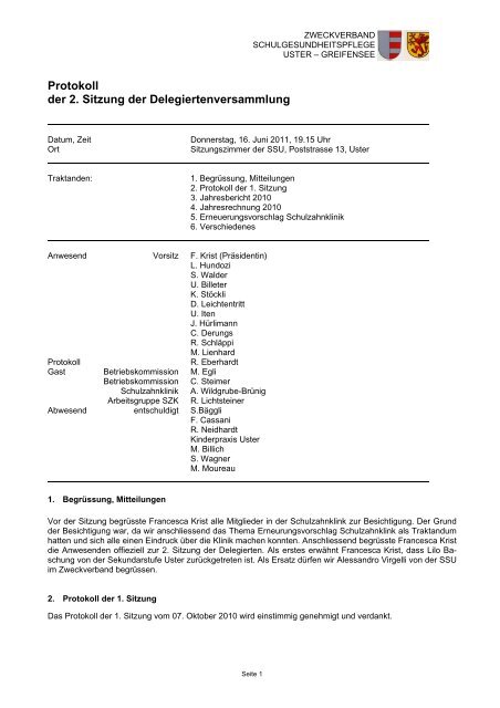 Protokoll der 2. Sitzung der Delegiertenversammlung