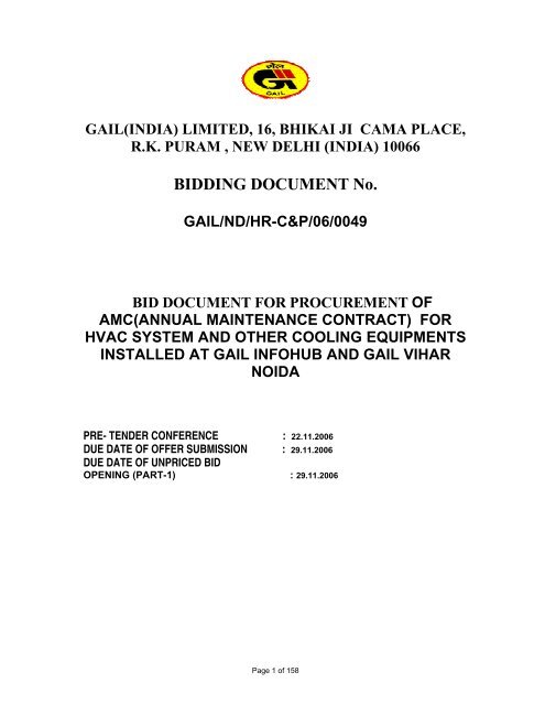 Procurement of amc(annual maintenance contract) for hvac ... - GAIL