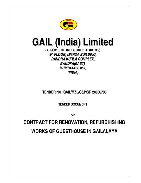 Contract for Renovation & Refurbhishing works of Guest  - GAIL