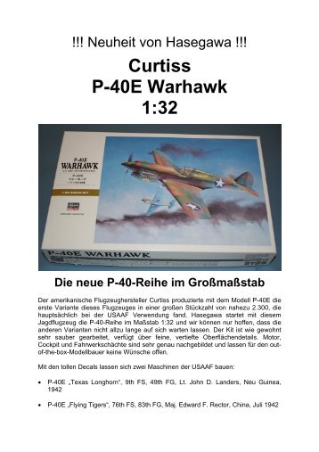 Curtiss P-40E Warhawk 1:32