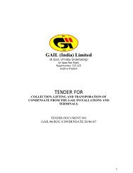 Transporation of Condensate from various GAIL Treminals