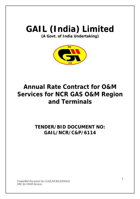 Annual Rate Contract for O&M Services for NCR GAS O&M ... - GAIL