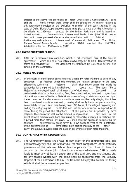 Annual Rate Contract for O&M Services for NCR GAS O&M ... - GAIL