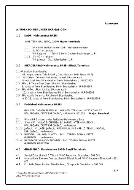 Annual Rate Contract for O&M Services for NCR GAS O&M ... - GAIL