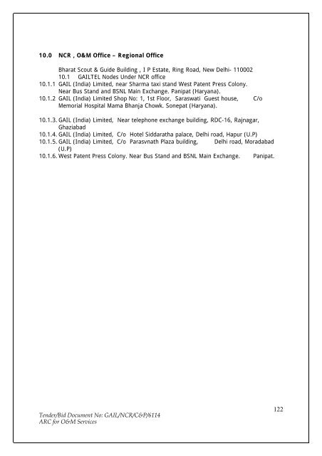 Annual Rate Contract for O&M Services for NCR GAS O&M ... - GAIL