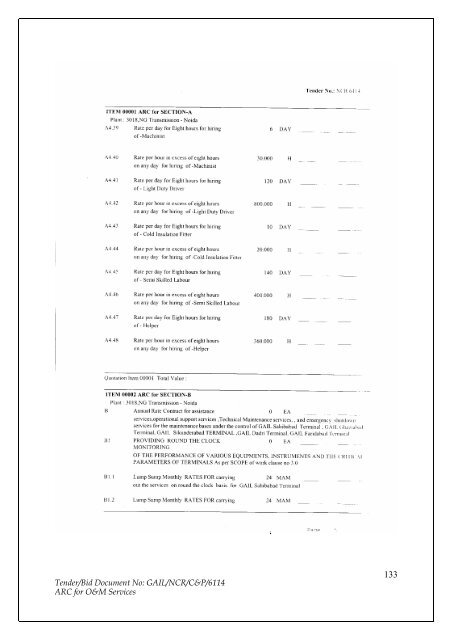 Annual Rate Contract for O&M Services for NCR GAS O&M ... - GAIL