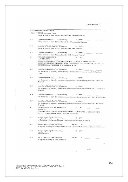 Annual Rate Contract for O&M Services for NCR GAS O&M ... - GAIL