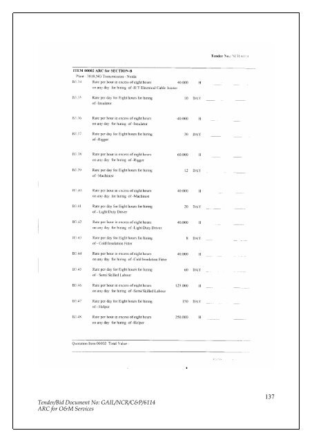 Annual Rate Contract for O&M Services for NCR GAS O&M ... - GAIL