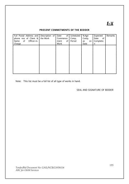 Annual Rate Contract for O&M Services for NCR GAS O&M ... - GAIL