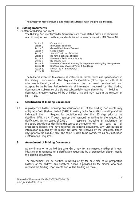 Annual Rate Contract for O&M Services for NCR GAS O&M ... - GAIL