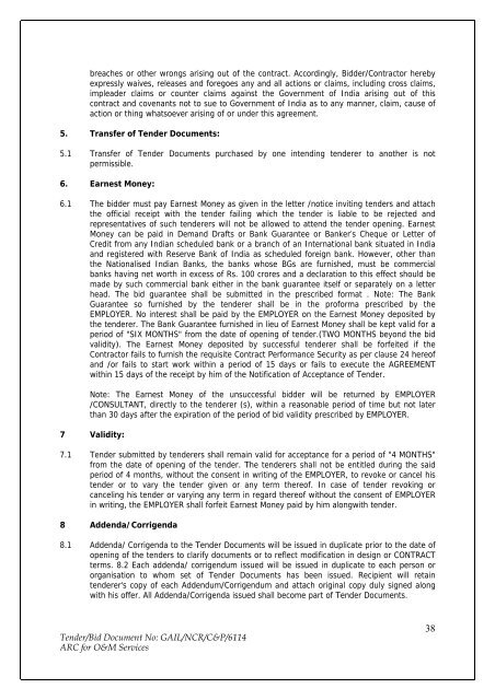 Annual Rate Contract for O&M Services for NCR GAS O&M ... - GAIL