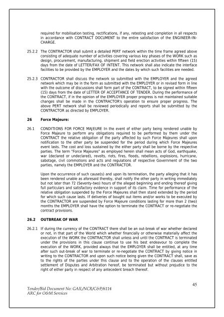 Annual Rate Contract for O&M Services for NCR GAS O&M ... - GAIL