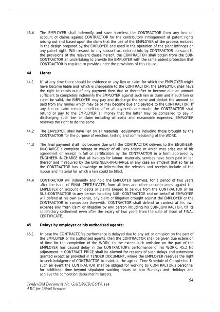 Annual Rate Contract for O&M Services for NCR GAS O&M ... - GAIL