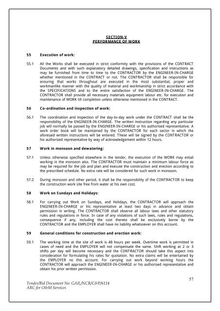 Annual Rate Contract for O&M Services for NCR GAS O&M ... - GAIL