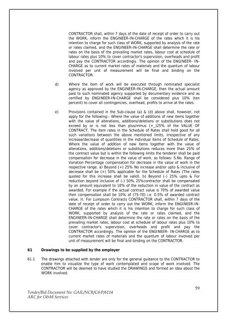 Annual Rate Contract for O&M Services for NCR GAS O&M ... - GAIL