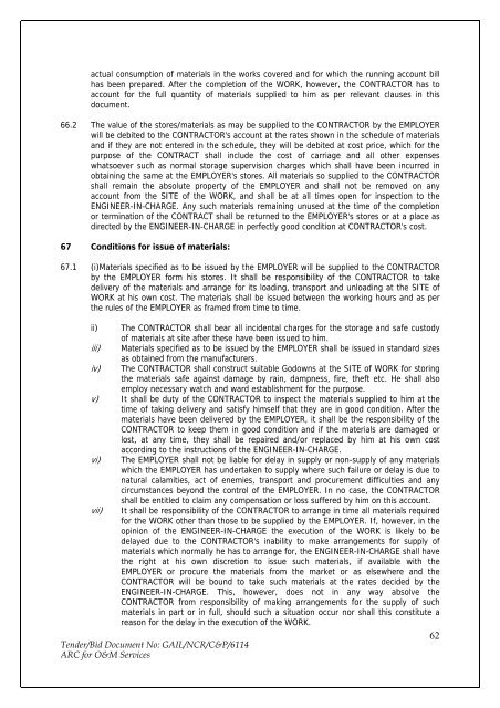 Annual Rate Contract for O&M Services for NCR GAS O&M ... - GAIL