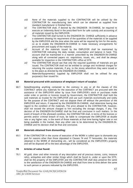 Annual Rate Contract for O&M Services for NCR GAS O&M ... - GAIL