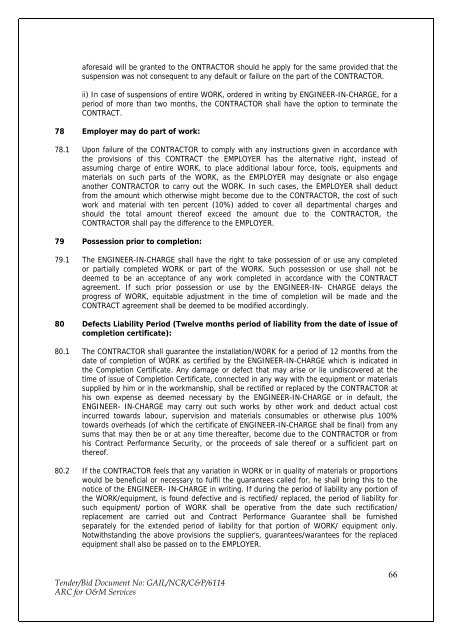 Annual Rate Contract for O&M Services for NCR GAS O&M ... - GAIL