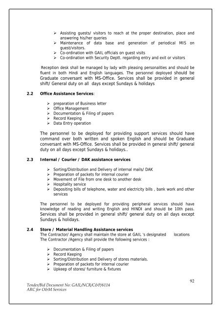 Annual Rate Contract for O&M Services for NCR GAS O&M ... - GAIL