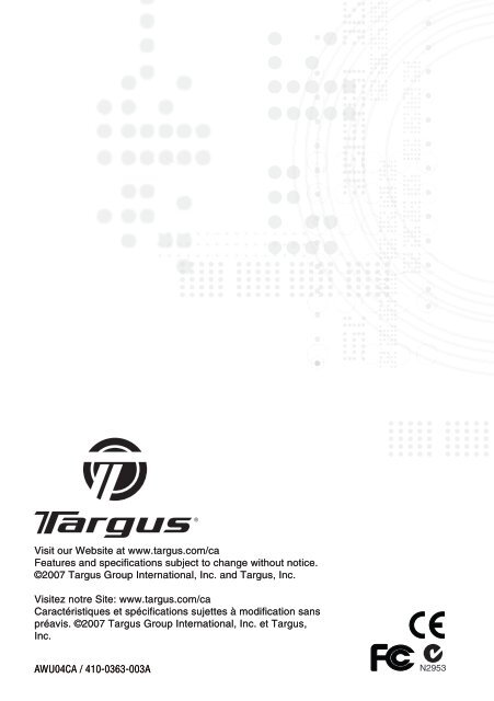 AWU04 User Manual full version (CA) - Targus