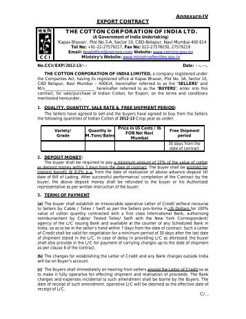 Standard Export Contract Format - Annexure-IV (46.48 KB)