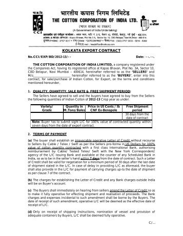 Export Sale Contract to Bangladesh (CNF EX -Benapole)