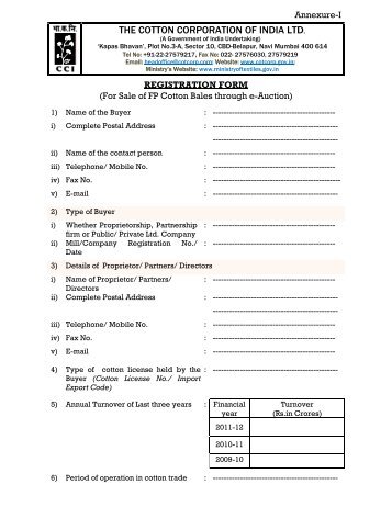 Revised Registration Form "Annexure-I" for E-Auction w.e.f. 23/05 ...