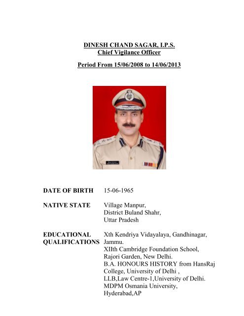 Chief Vigilance Officer's Profile - The Cotton Corporation of India, Ltd