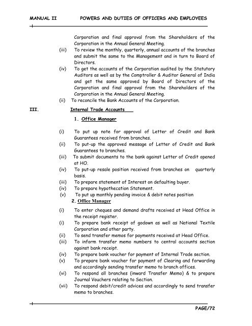 MANUAL II POWERS AND DUTIES OF OFFICERS AND ...