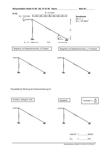 Skizzenblätter Statik IV (Nr. 26), 07.07.08 Name: Matr.Nr.:______ A ...