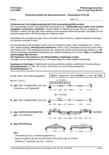 EA=>∞ , GαVA =>∞ , EJ = 104 kNm2, αT = 1,2 - Bauingenieurwesen