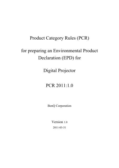 Product Category Rules (PCR) for preparing an ... - PCR Library