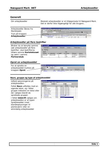 Arbejdssedler - Næsgaard Mark Hjælpesystem