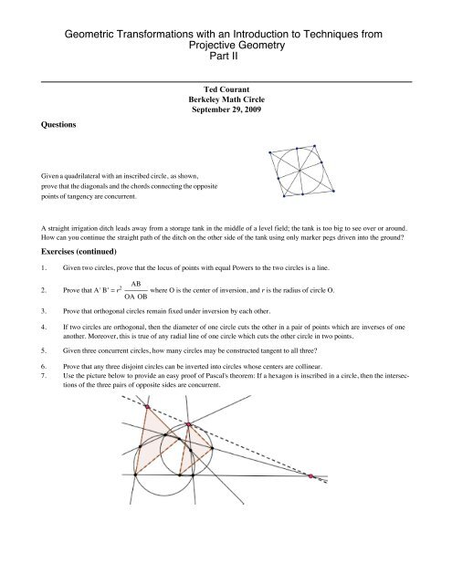 Geometric Transformations with an Introduction to Techniques from ...