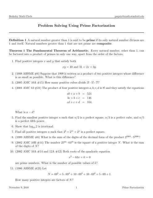 prime factor problem solving